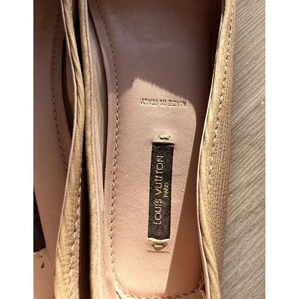 Louis Vuitton Beige Flats with Gold Accent